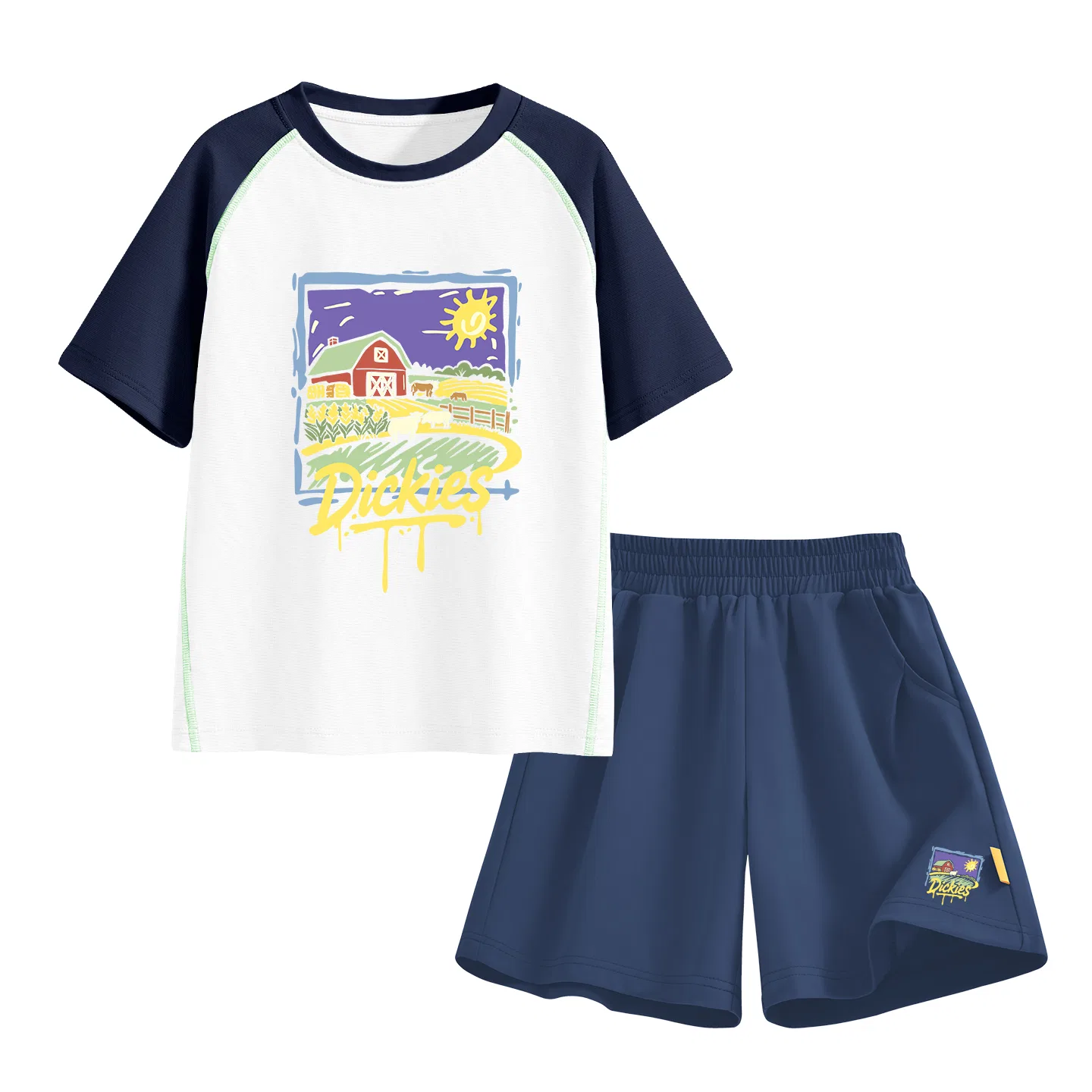 Детский спортивный комплект с принтом Dickies, Suno Painting White/K Bottom Right Deep Sea Blue
