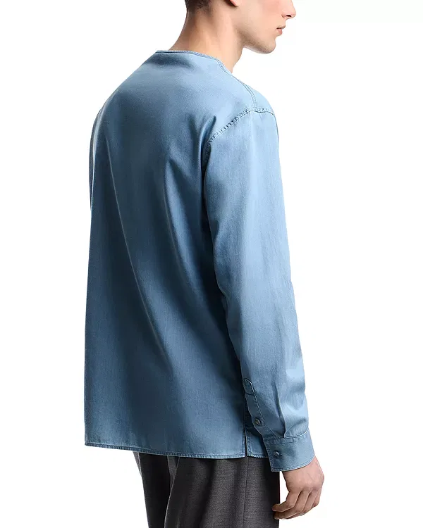 Мужская рубашка хенли из легкого денима Icon Emporio Armani, Light Blue Denim — фото 3