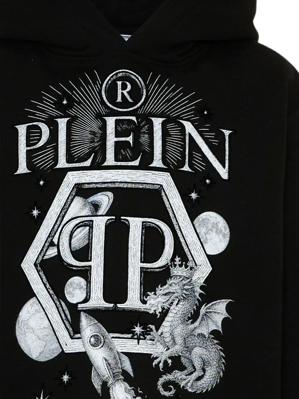 Худи с графическим принтом, нашивкой с логотипом Philipp Plein Junior, черный — фото 3