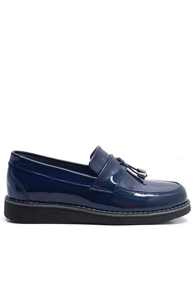 Детские туфли для девочек с коротким каблуком Ortopedikal, Navy Blue — фото 4