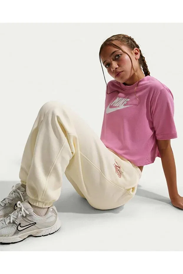Детские спортивные штаны для девочек с геометрическим принтом Nike, Nude Color — фото 2