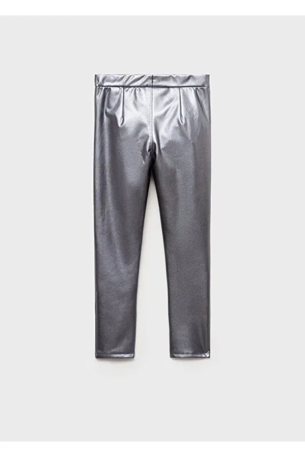 Детские леггинсы для девочек однотонные Mango Kids, Dark Silver Color — фото 4
