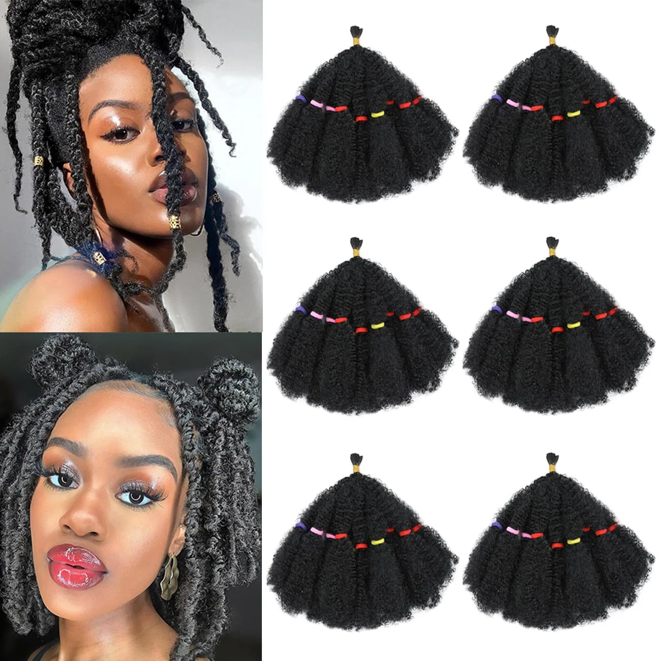 Синтетические афро-кудри «Springy Afro Kinky Curly Twist» для наращивания Amlucks, 1B#