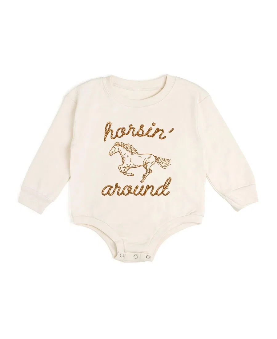 Боди-комбинезон с длинным рукавом Horsin Around Western Sweet Wink, Natural