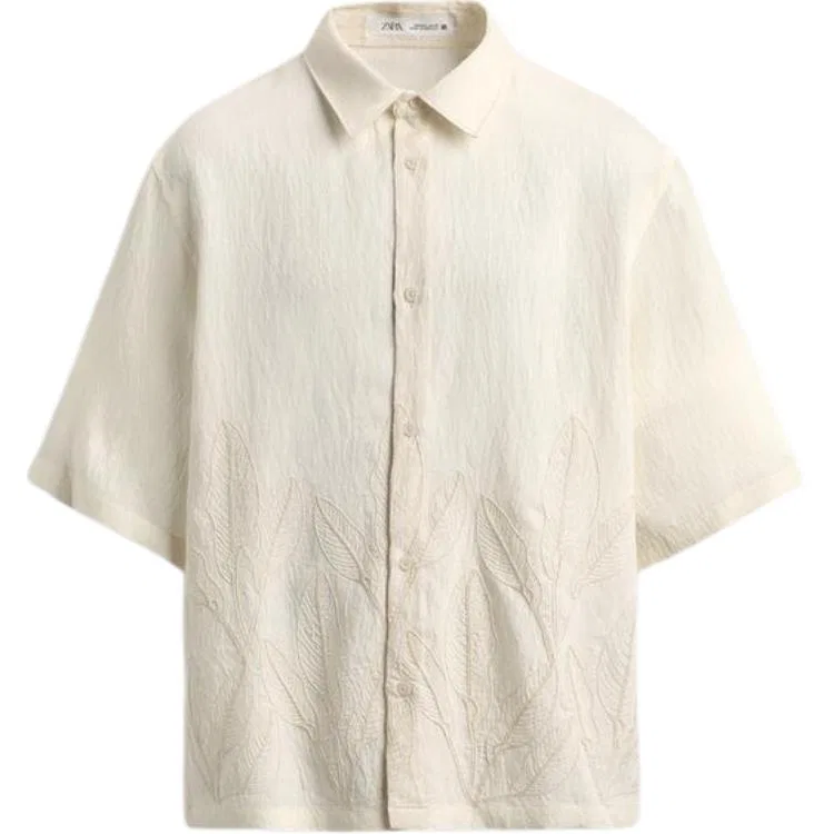 Мужская рубашка с коротким рукавом ZARA, Nude