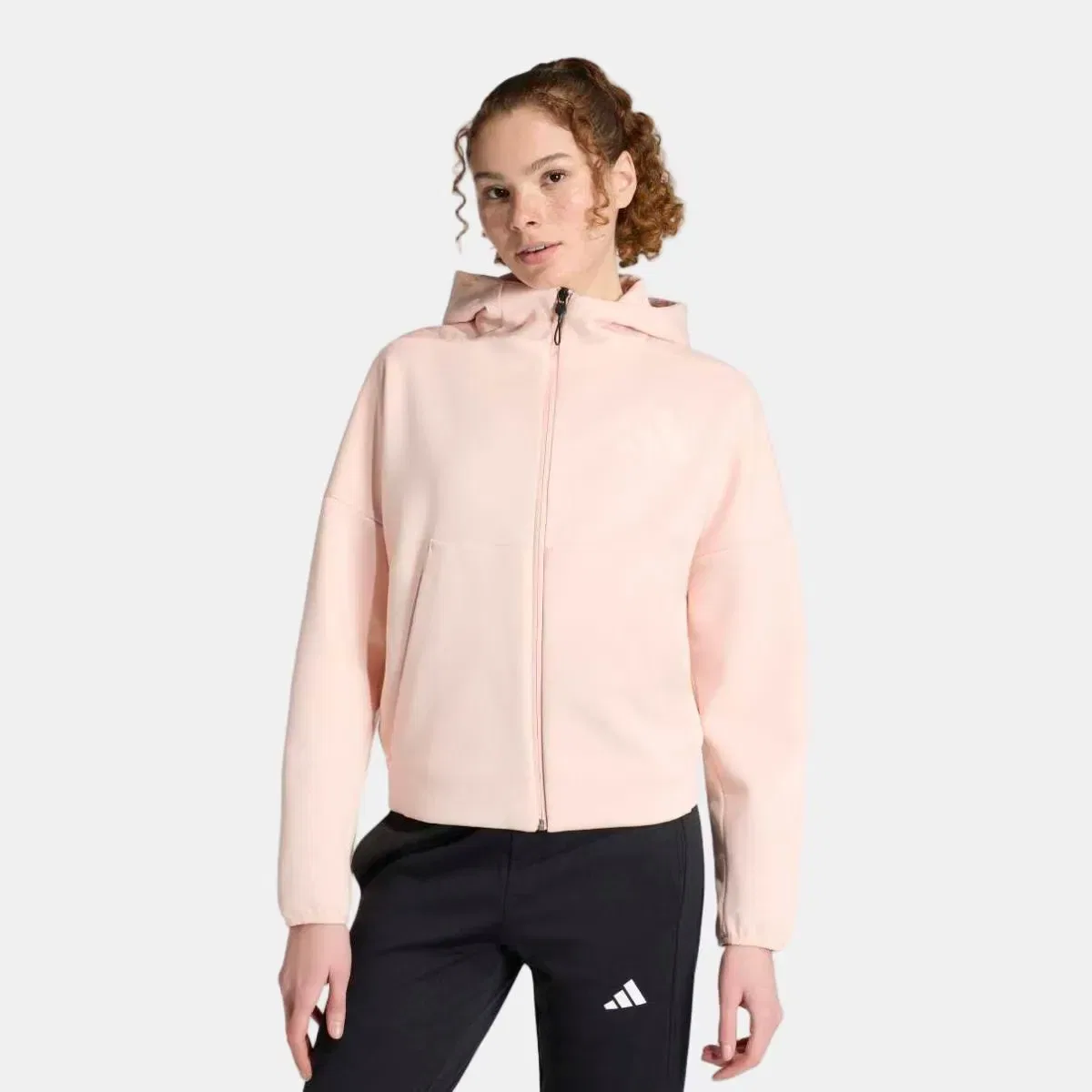 Женская куртка из футера с капюшоном adidas, Rosa