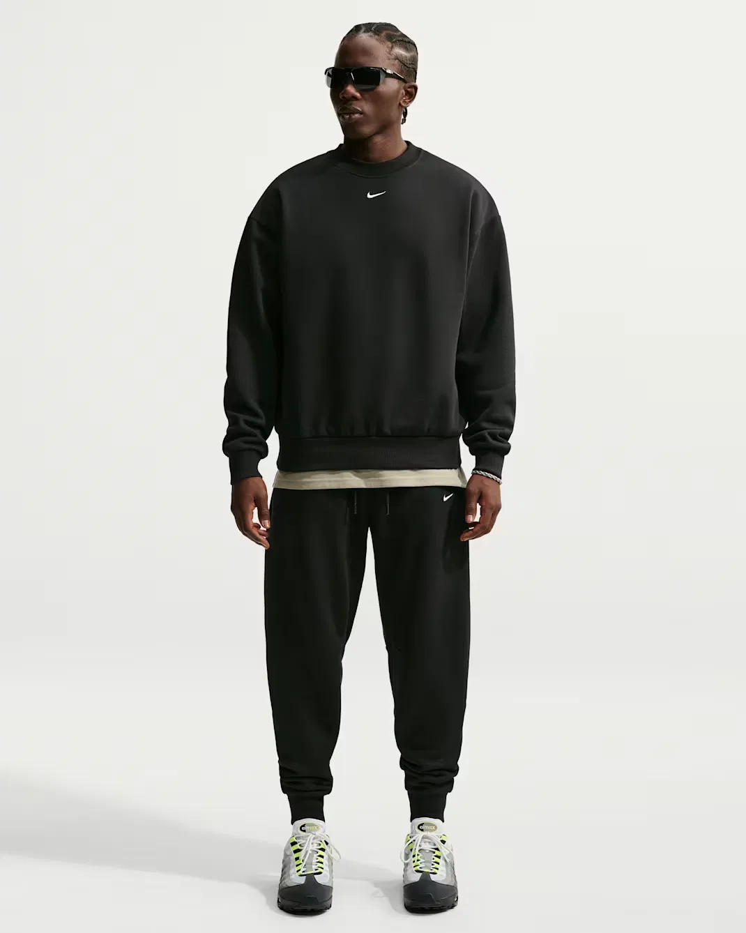Мужская толстовка с круглым вырезом Nike Solo Fleece, Total Black/Sail — фото 4
