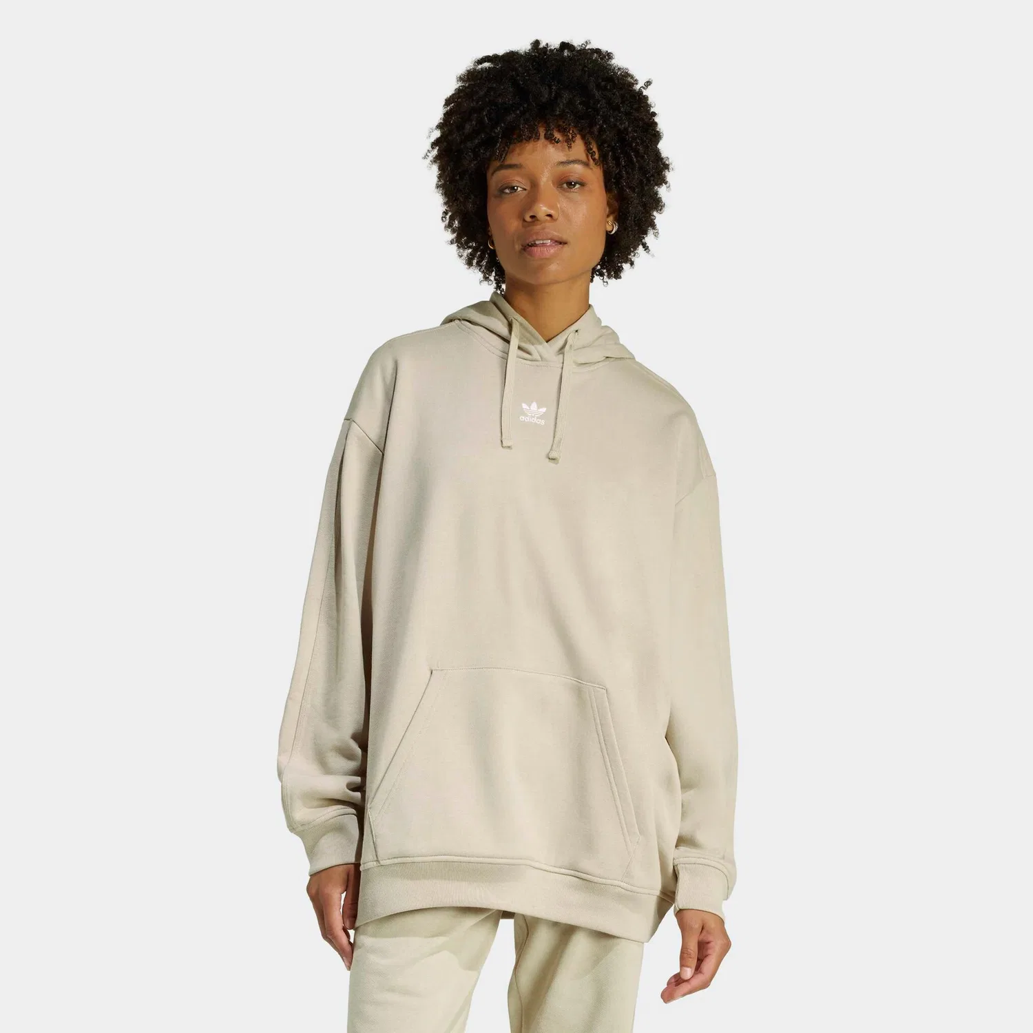 Женский худи с капюшоном из хлопка Adidas Originals, Stone Khaki