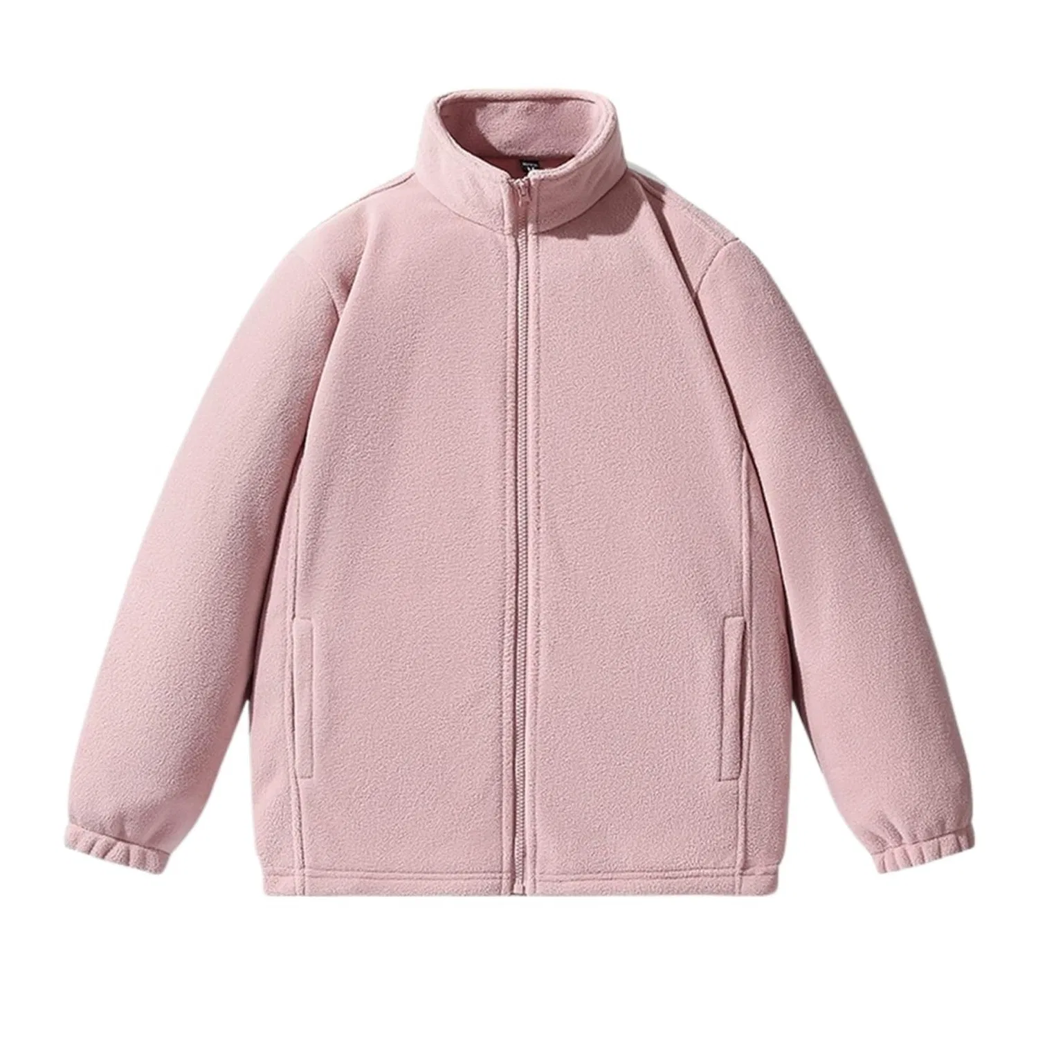 Женская куртка из флиса с высоким воротником и карманами, Pink