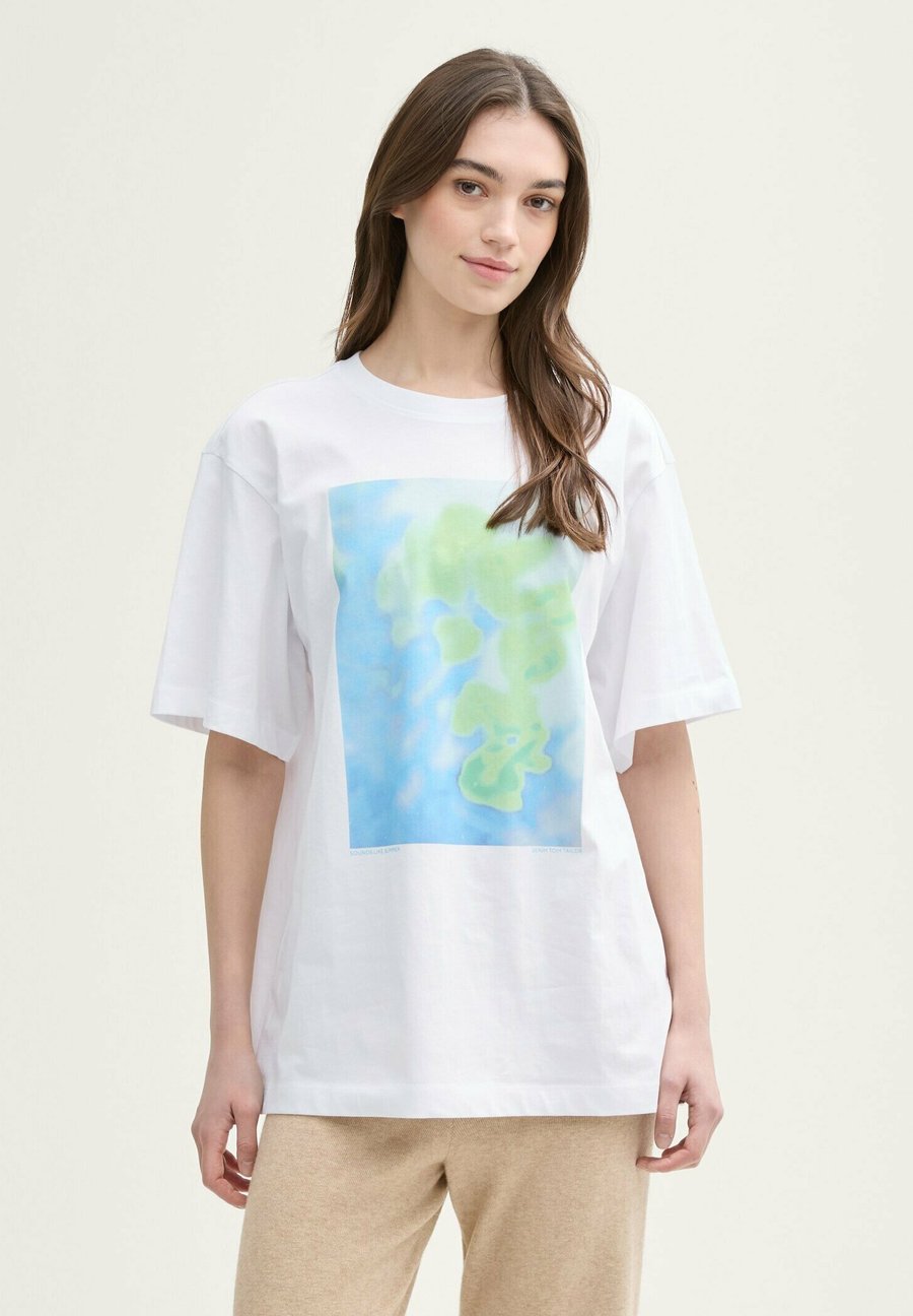 

Футболка TOM TAILOR DENIM Print T-shirt, Ceramic White/White