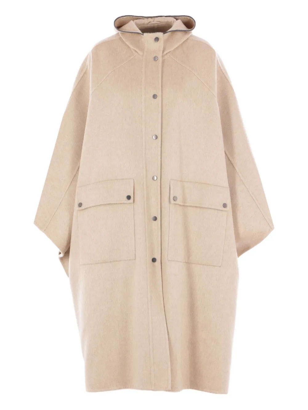 

Кейп с капюшоном Brunello Cucinelli, нейтральный