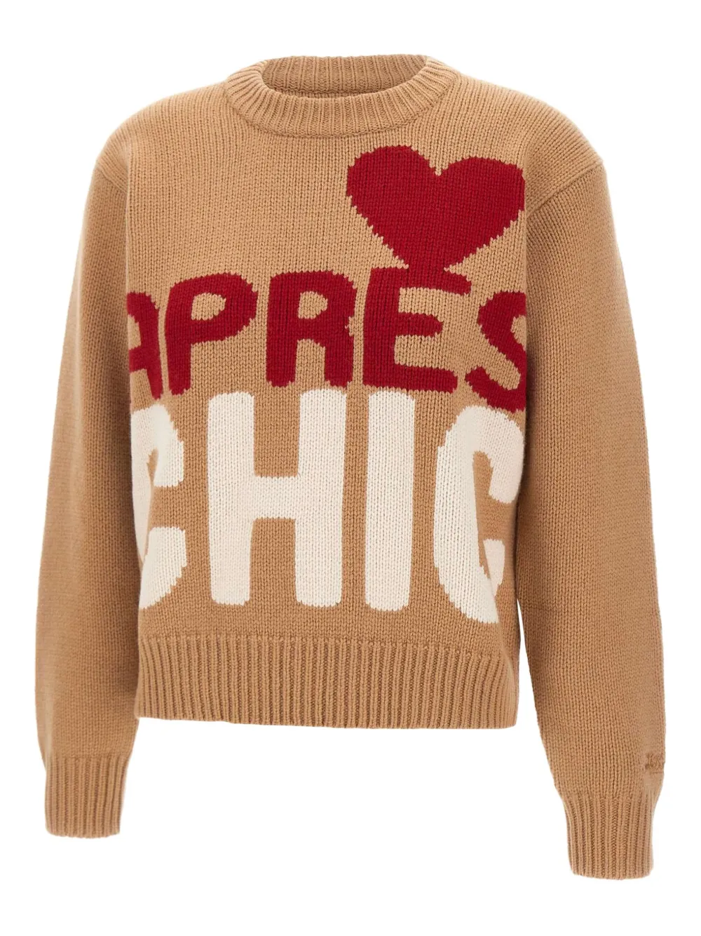 

Свитер с вышивкой и круглым вырезом Mc2 Saint Barth, бежевый