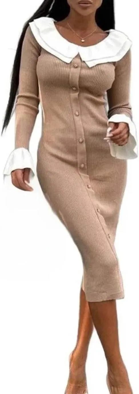 Женское платье миди с запахом Babydoll Collar, 94