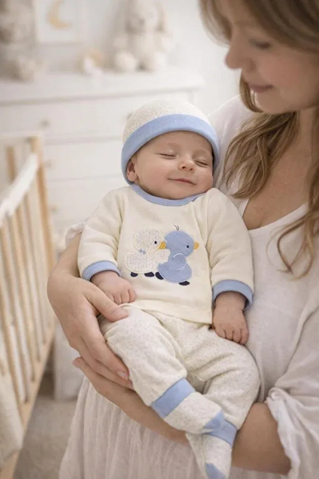 Детское боди-комплект для новорожденных мальчиков с принтом Duck Bys Baby Fashion, White Blue — фото 3
