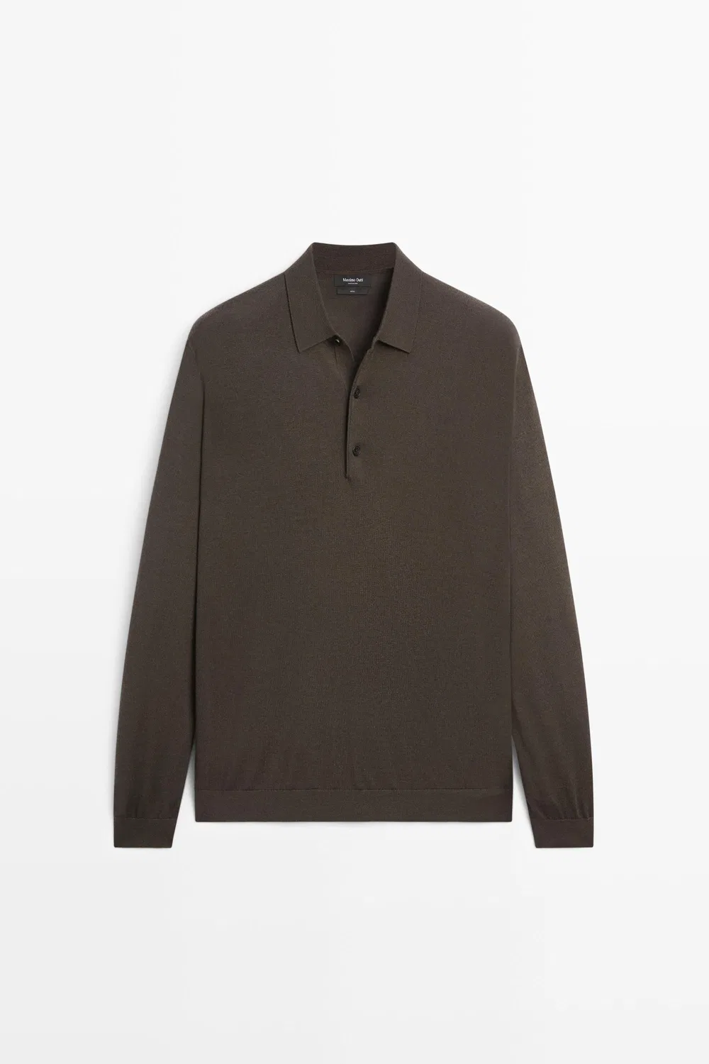 Поло-свитер Massimo Dutti 100% Merino Wool Knit, темный хаки — фото 2
