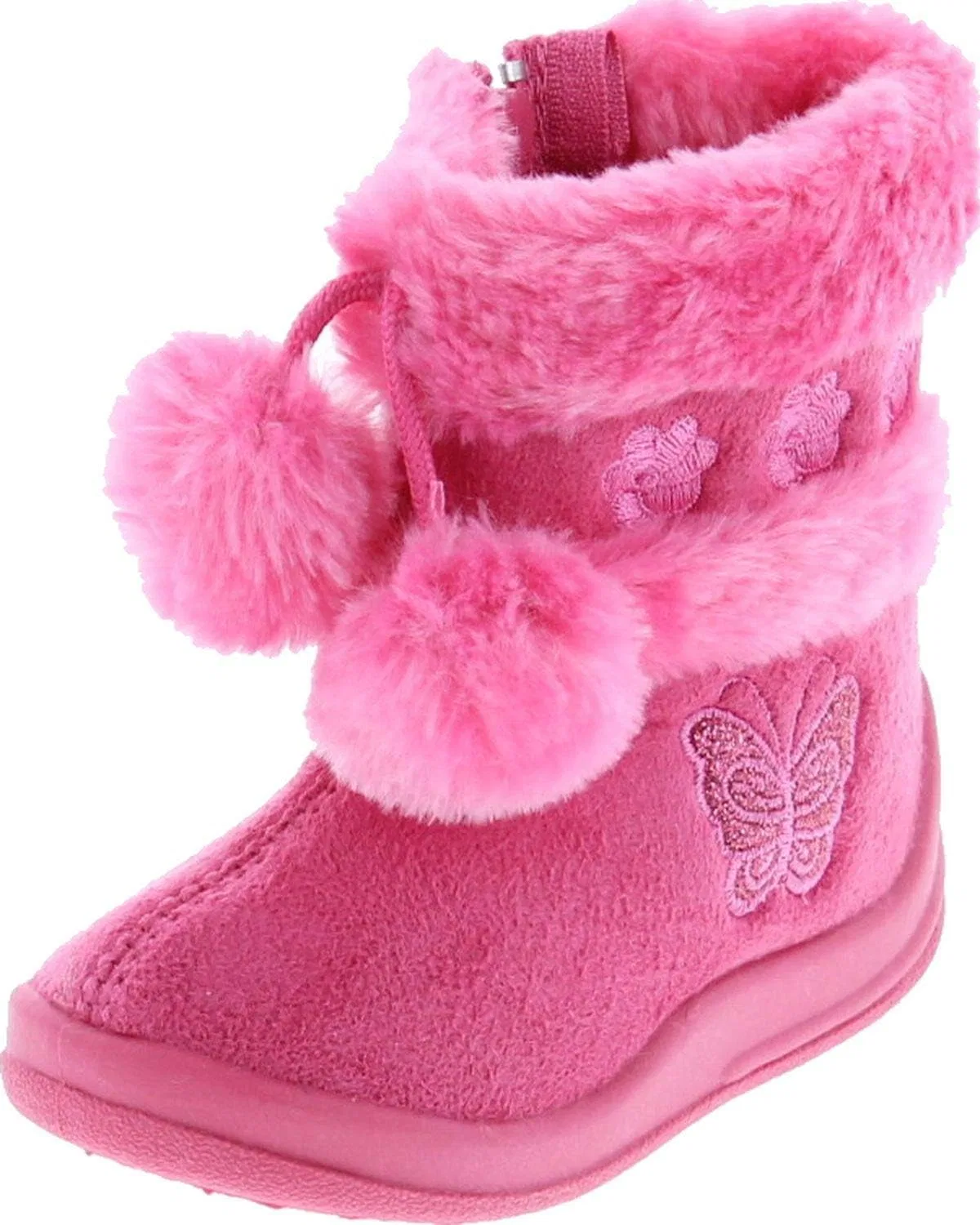 Детские ботинки для девочек с блестками и помпонами Zello Butterfly Max Footwear, Hot Pink