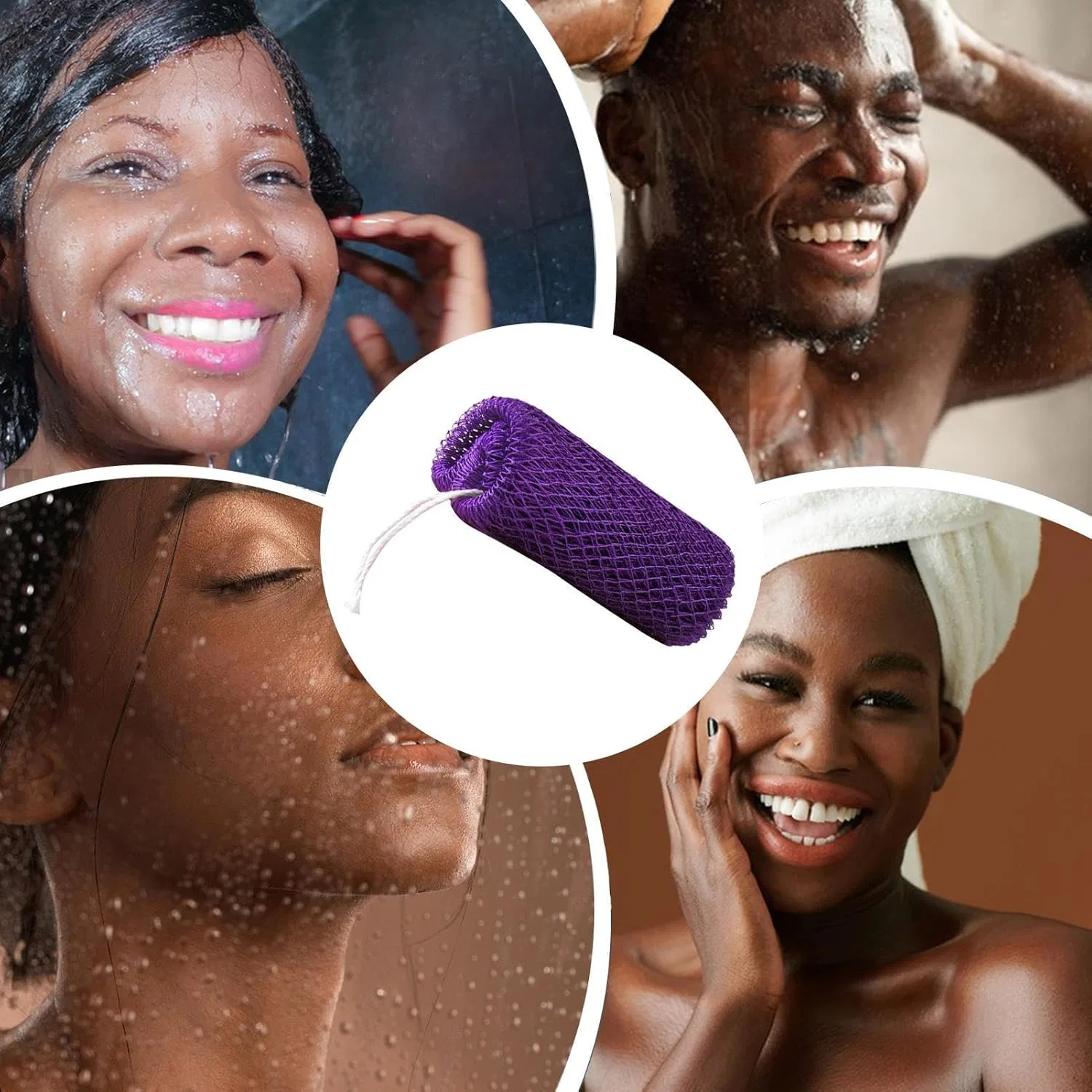 Мочалка для тела African Net, Nylon, 70 г, 35x60 см, фиолетовый Genérico — фото 4