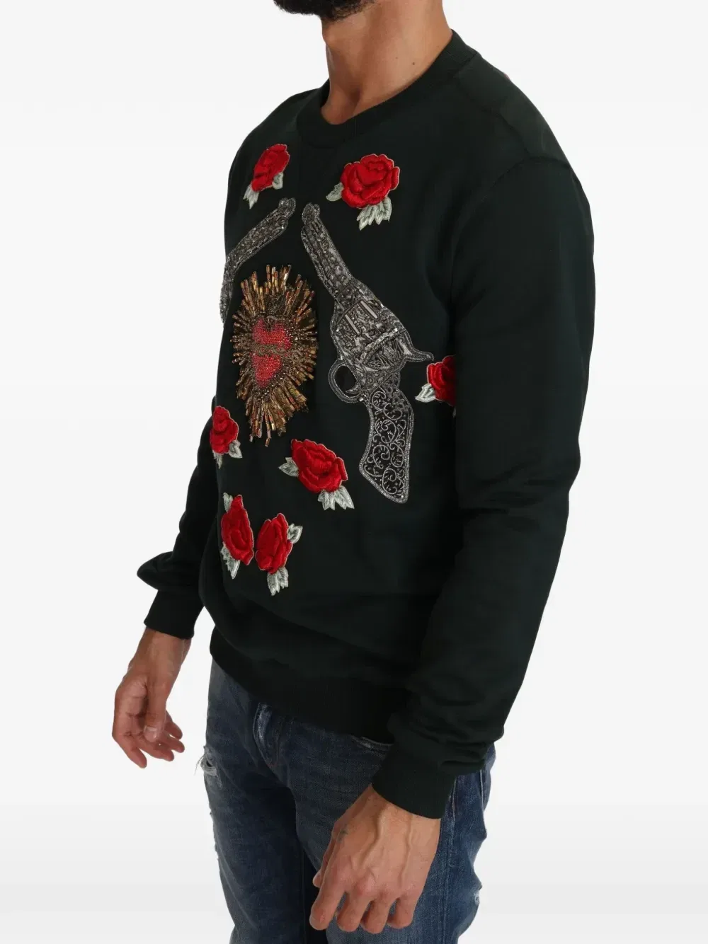 Декорированный свитер Sacred Heart DOLCE & GABBANA, черный — фото 2