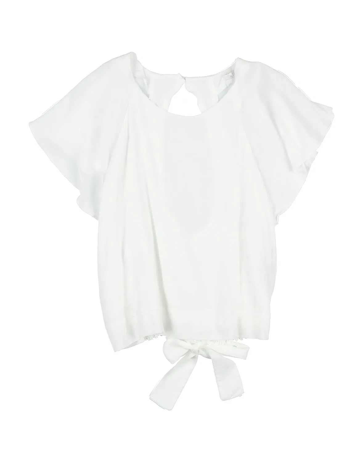 Детская атласная блуза с круглым вырезом Miss Grant, белый