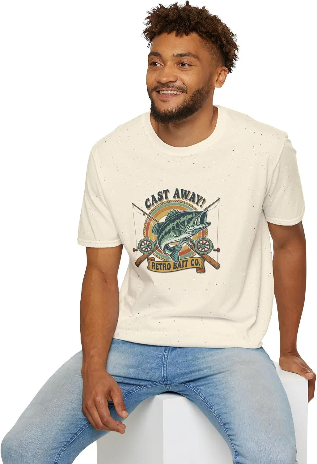 Мужская футболка с принтом Cast Away Retro Bait Co, натуральный — фото 2