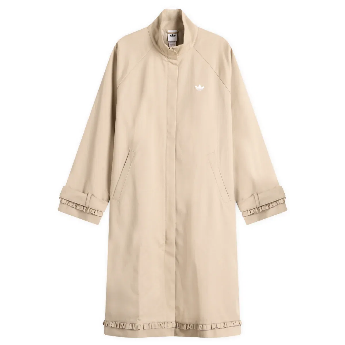 Пальто-тренч с плиссировкой, модель Pleated Firebird Coat Adidas, Khaki Three