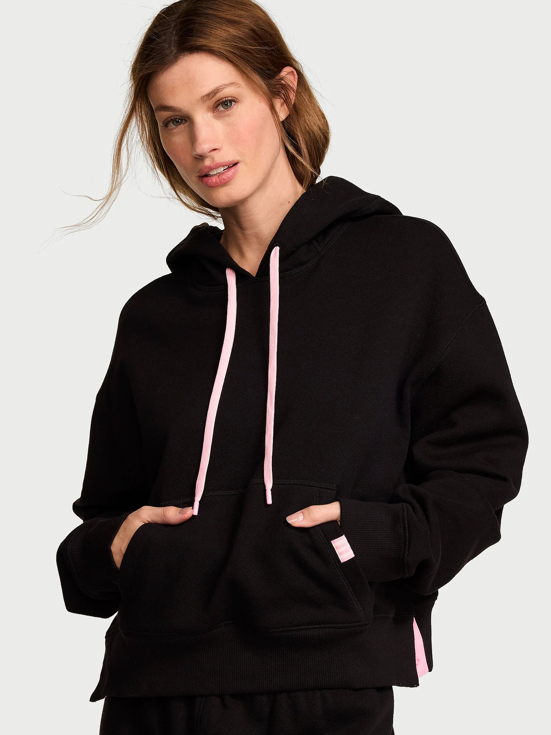 Худи Victoria's Secret Angel Essentials Popover Fleece Slit, черный — фото 2
