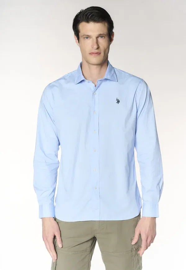 Рубашка хлопковая с эластаном Shirt U.S. Polo Assn., Blu, синий