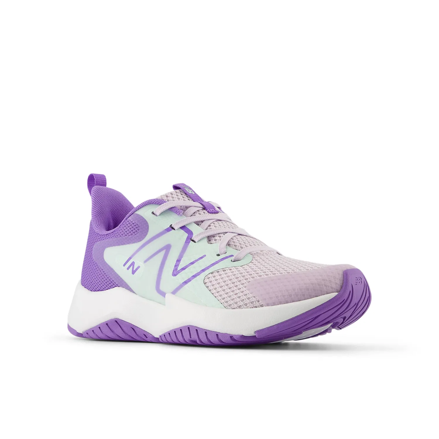 Детские кроссовки для мальчиков и девочек на шнуровке Rave Run v2 New Balance, Taro With Cosmic Jade And Violet Crush — фото 2