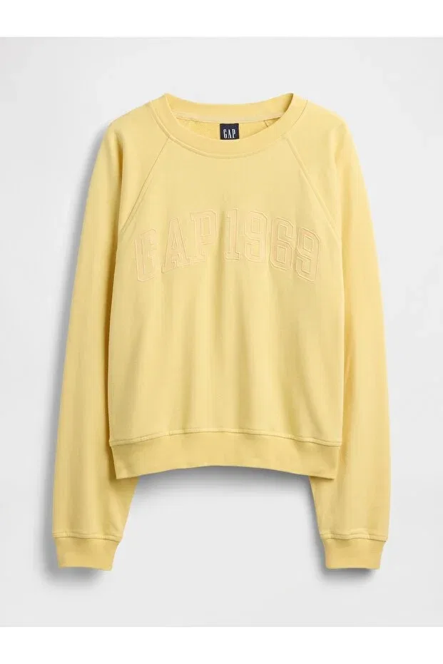 Женские свитшот с принтом Raglan Logo Gap, Yellow-004 — фото 2