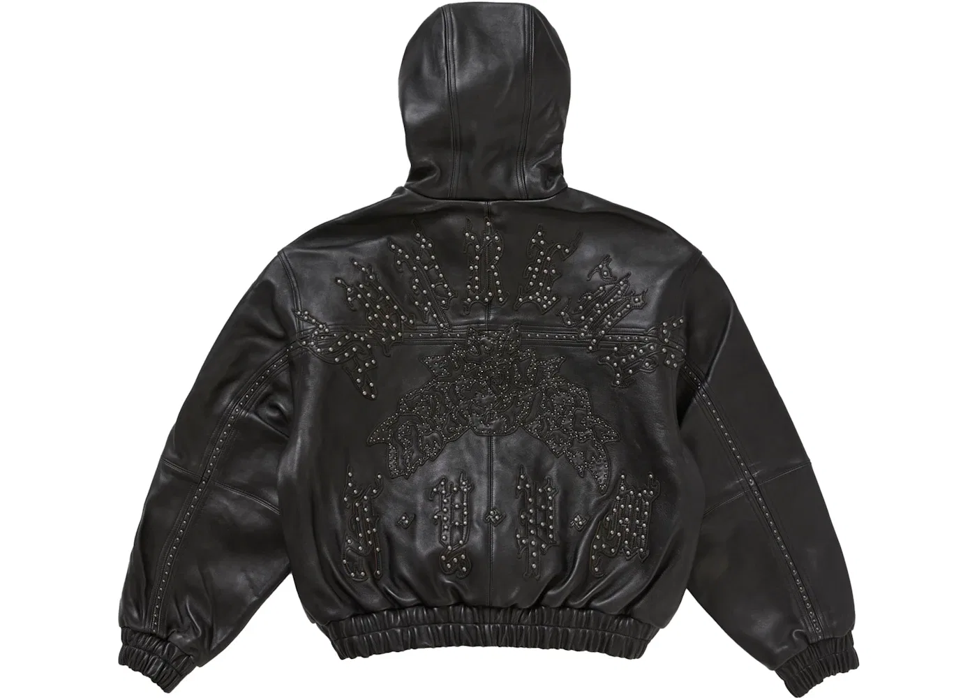 Мужская кожаная куртка с капюшоном и шипами Jacket Supreme, Black — фото 3