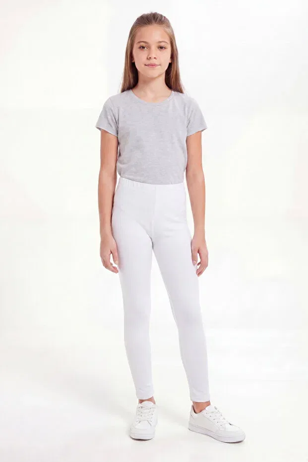 Детские леггинсы для девочек хлопковые Basic Arma Yıldız, White-Black-Skin — фото 4