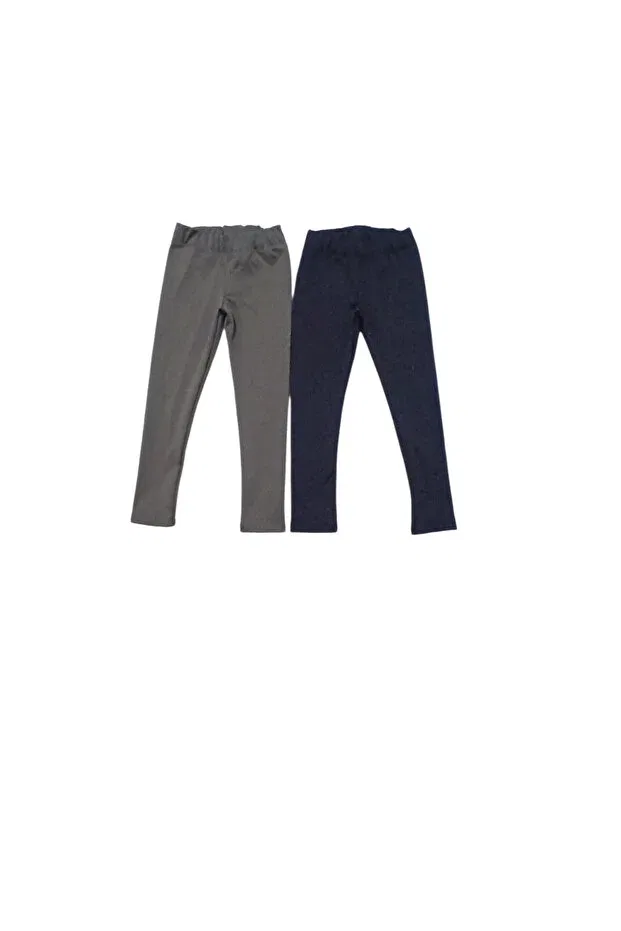 Детские леггинсы для девочек хлопковые комплект 2 шт Fun Kids, Navy Blue-Fumé