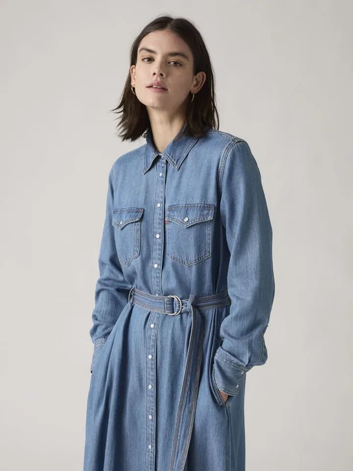 Женское джинсовое платье A-силуэта Levi's, Light Blue — фото 4