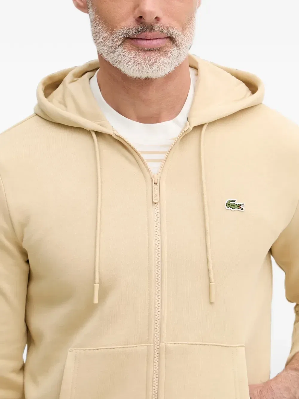 Толстовка на молнии с нашивкой-логотипом Lacoste, бежевый — фото 4