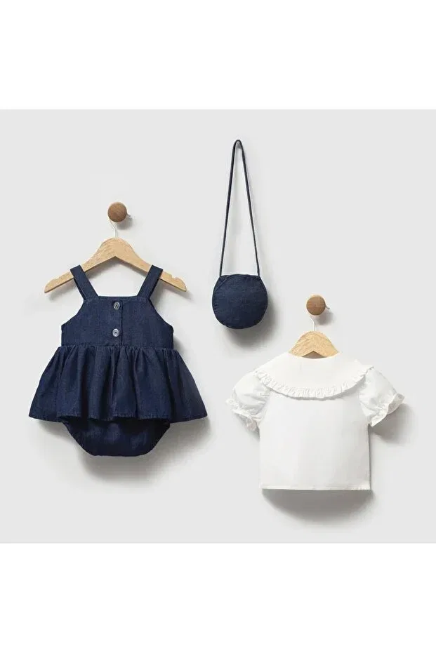 Детский комплект для девочек с вышивкой вишни Jile Set Cumino, Blue — фото 4