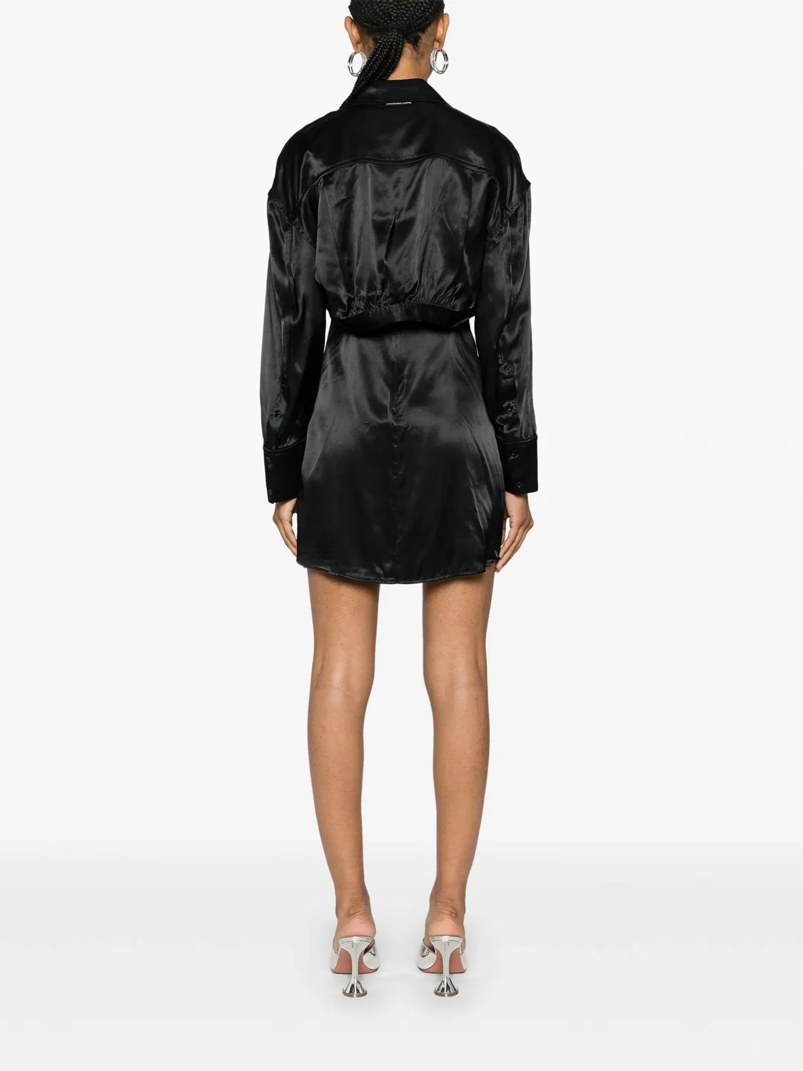 Сатиновое платье-рубашка Alexander Wang, черный — фото 2