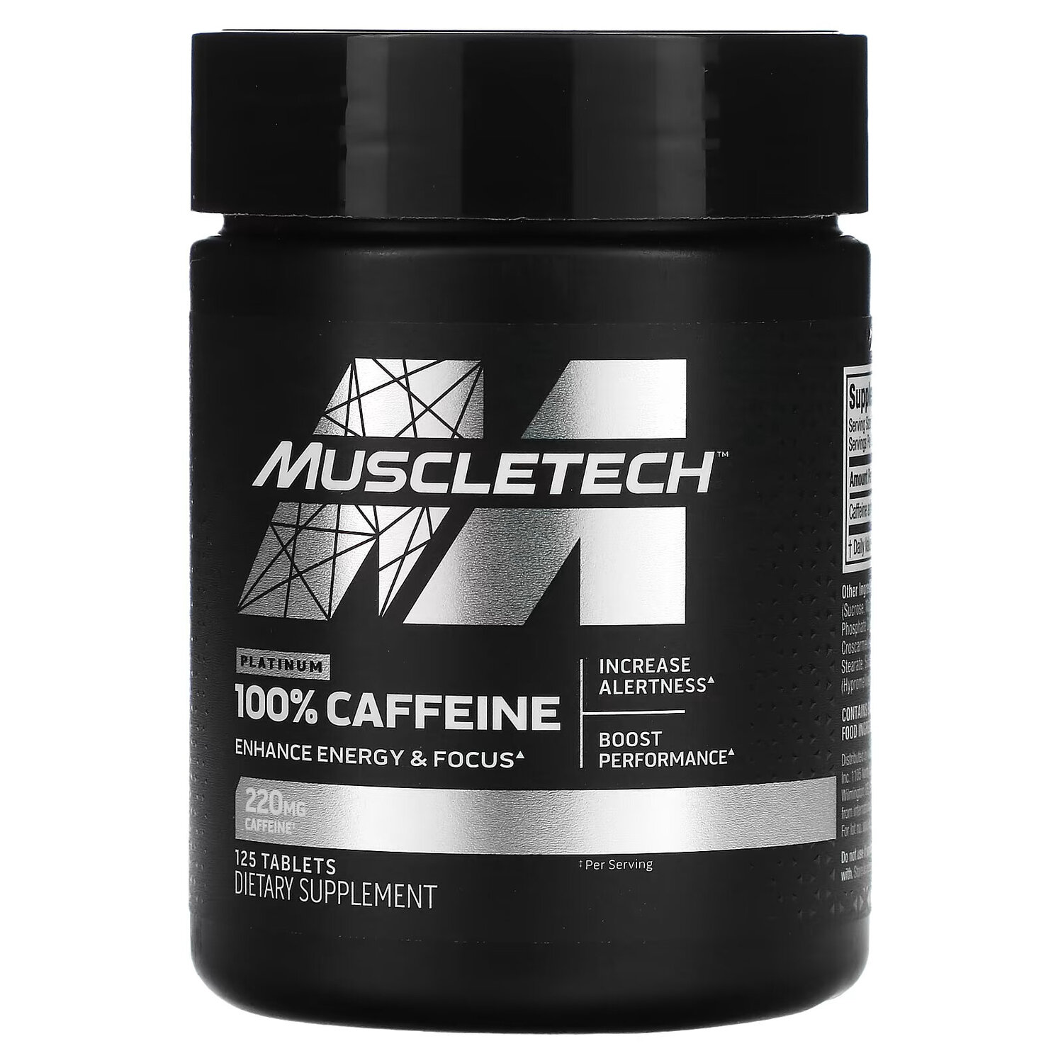 

MuscleTech 100%, кофеин Platinum 220 мг, 125 таблеток