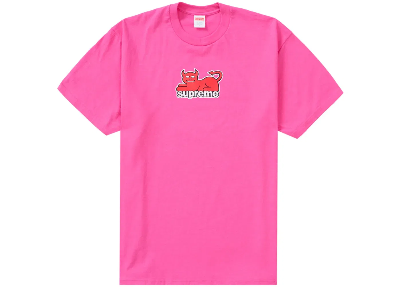 Мужская футболка с принтом Supreme Toy Machine Devil Cat Tee, Fuchsia