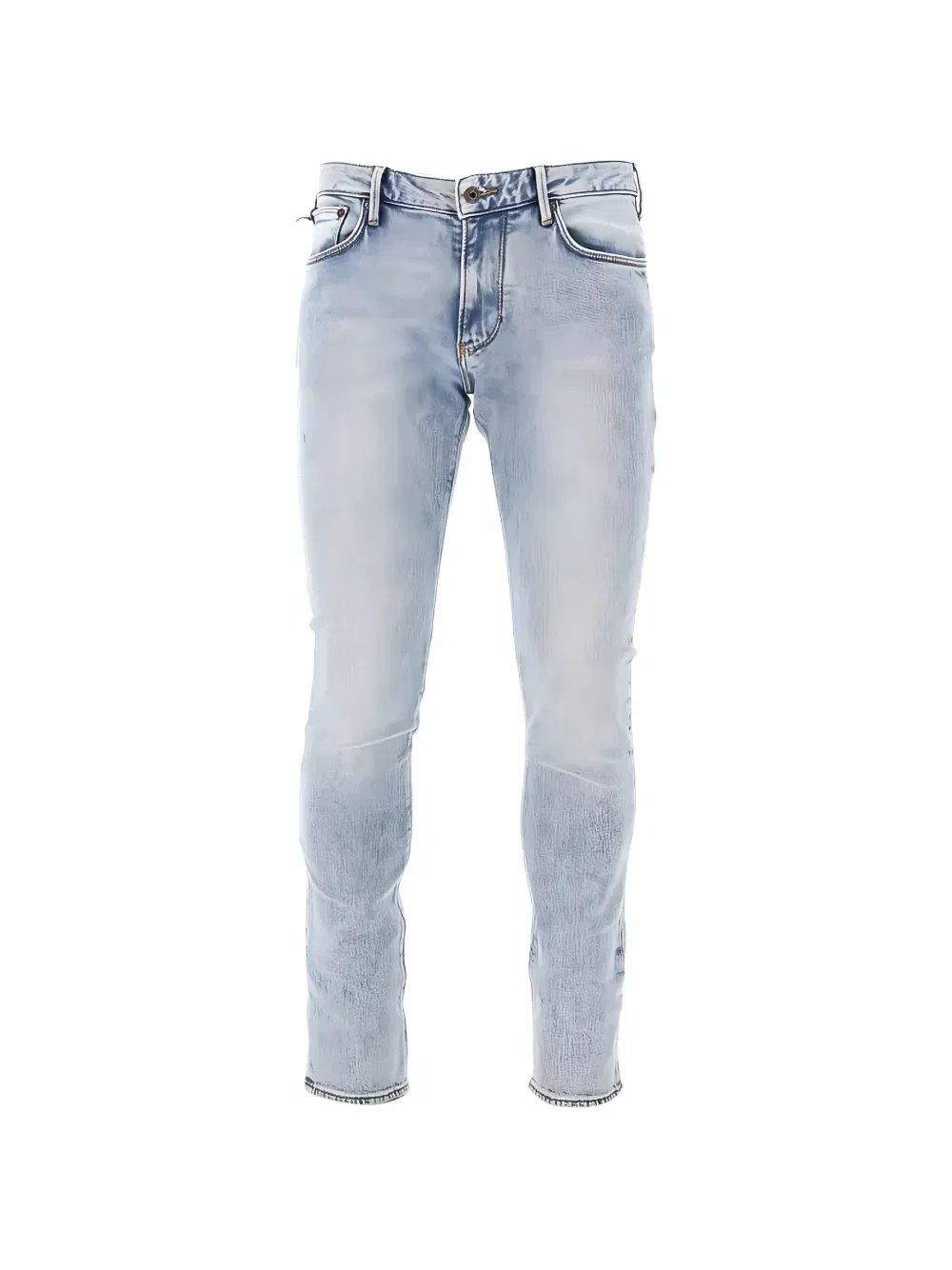 Джинсы с пятью карманами, облегающего кроя, с эффектом stonewash EMPORIO ARMANI, синий