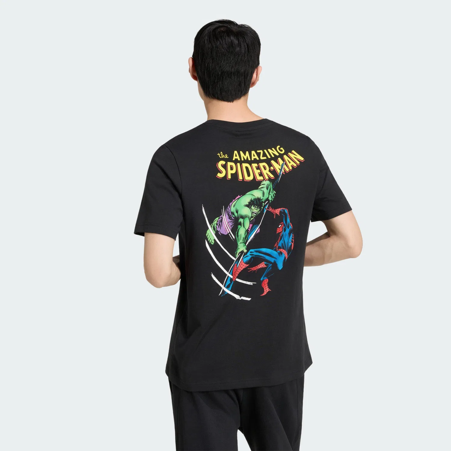 Мужская футболка с принтом MARVEL SPIDER-MAN Adidas, Черный — фото 3