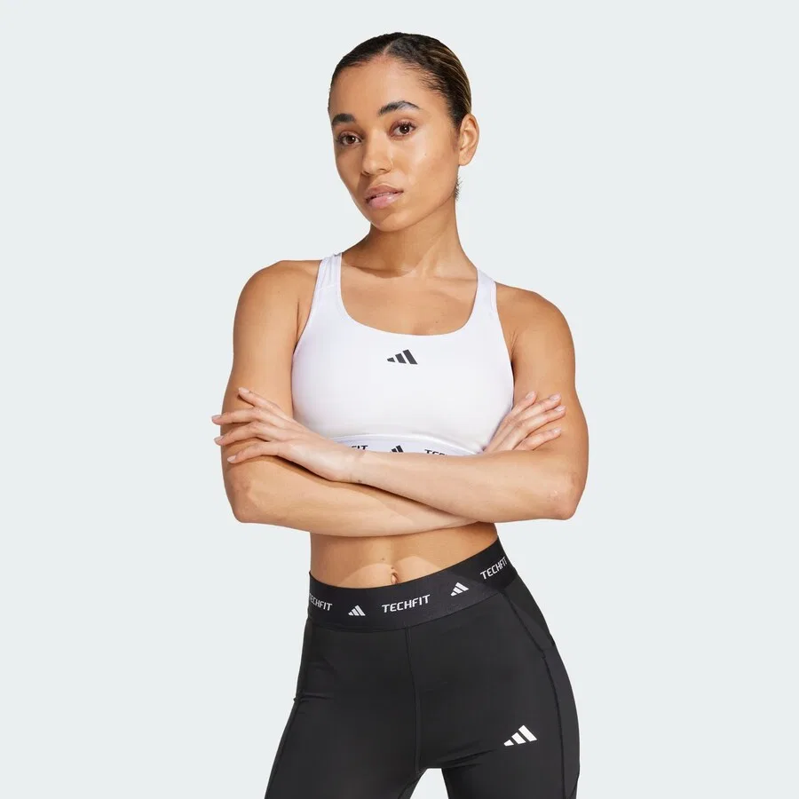 Спортивный бюстгальтер-бралетт ADIDAS PERFORMANCE 'TECHFIT' белого цвета — фото 3