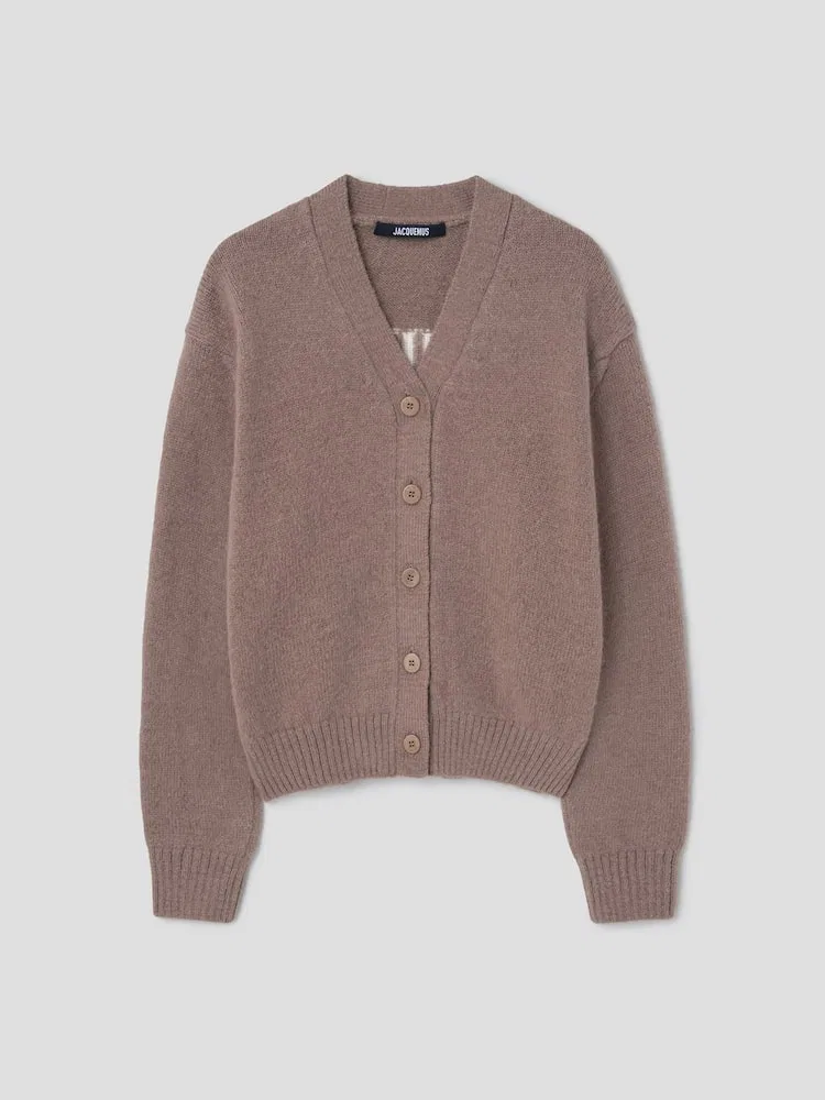 Кардиган вязаный с логотипом JACQUEMUS, Light Brown
