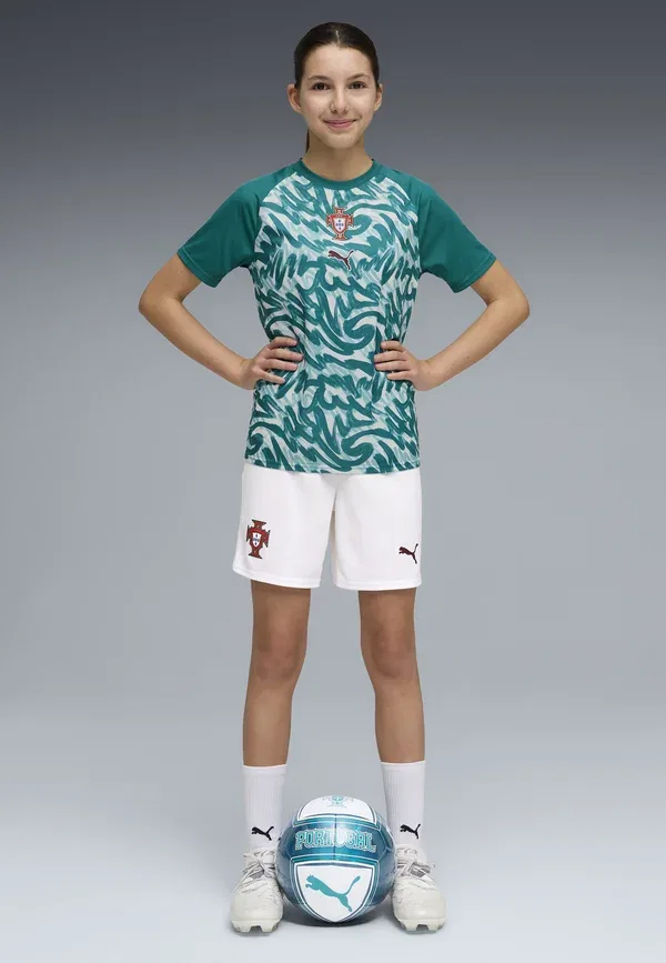 Футбольная джерси Portugal Warmup Jersey youth, Puma, Green Lagoon, Ruby Shimmer, зеленый