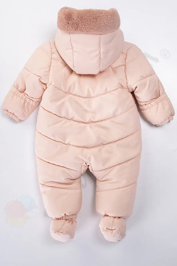 Детский комбинезон-скафандр с принтом Panda Inside Plush Booties Snow K Hooded Winter Girl Boy Baby Astronaut Jumpsuit Cosmonaut Coat Children Bebek Vadisi, Pink — фото 3