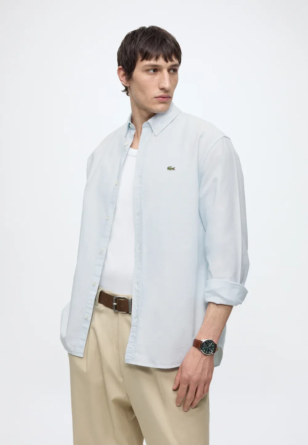 Рубашка Lacoste Rill/белый, мужская, хлопок, длинный рукав, белый — фото 4