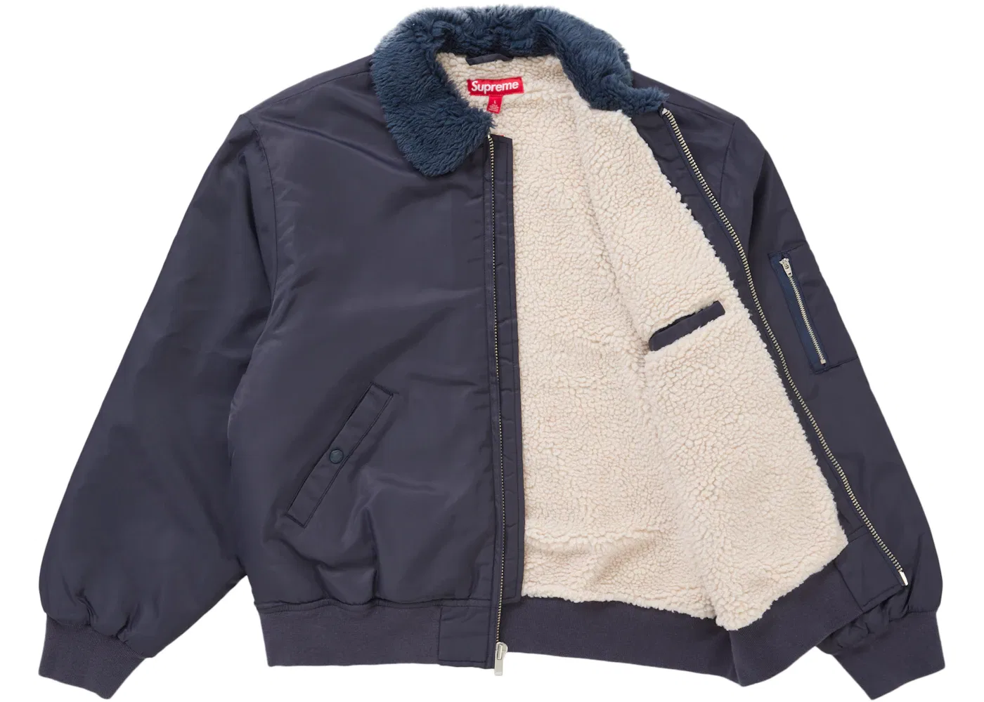 Мужская куртка-бомбер нейлоновая Supreme AOI Nylon Bomber Jacket, Navy — фото 2