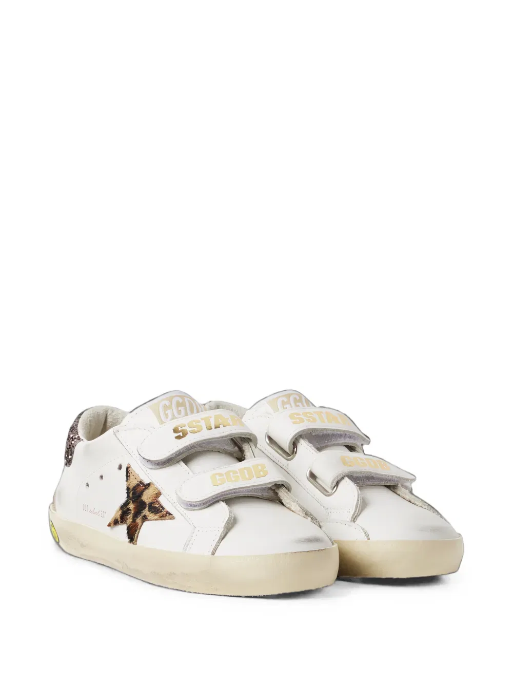 Кроссовки детские с леопардовым принтом Old School Golden Goose Kids, белый