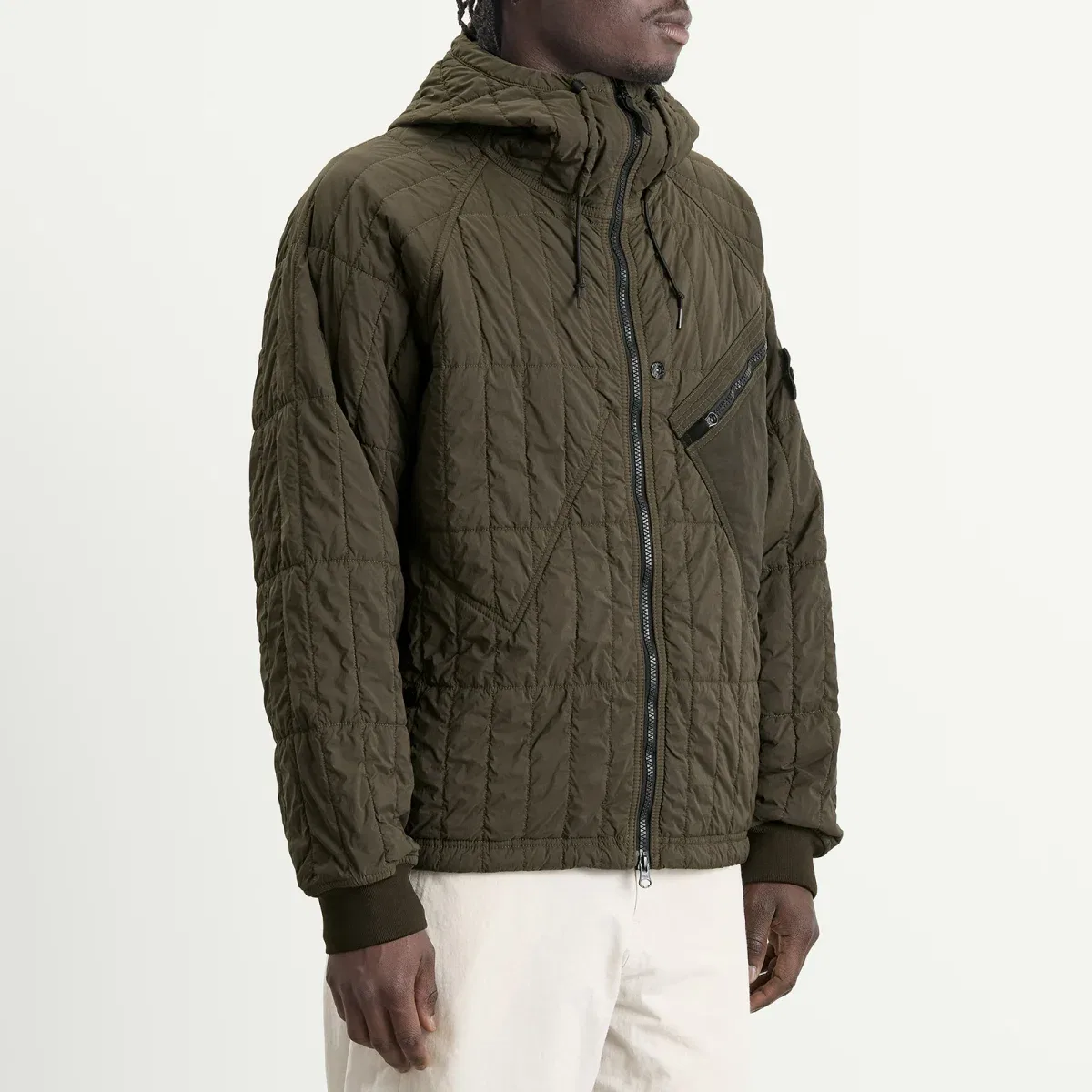 Куртка утепленная из ультралегкого нейлона Ultralight Nylon Quilted-TC Hooded Jacket Stone Island, Charcoal — фото 2