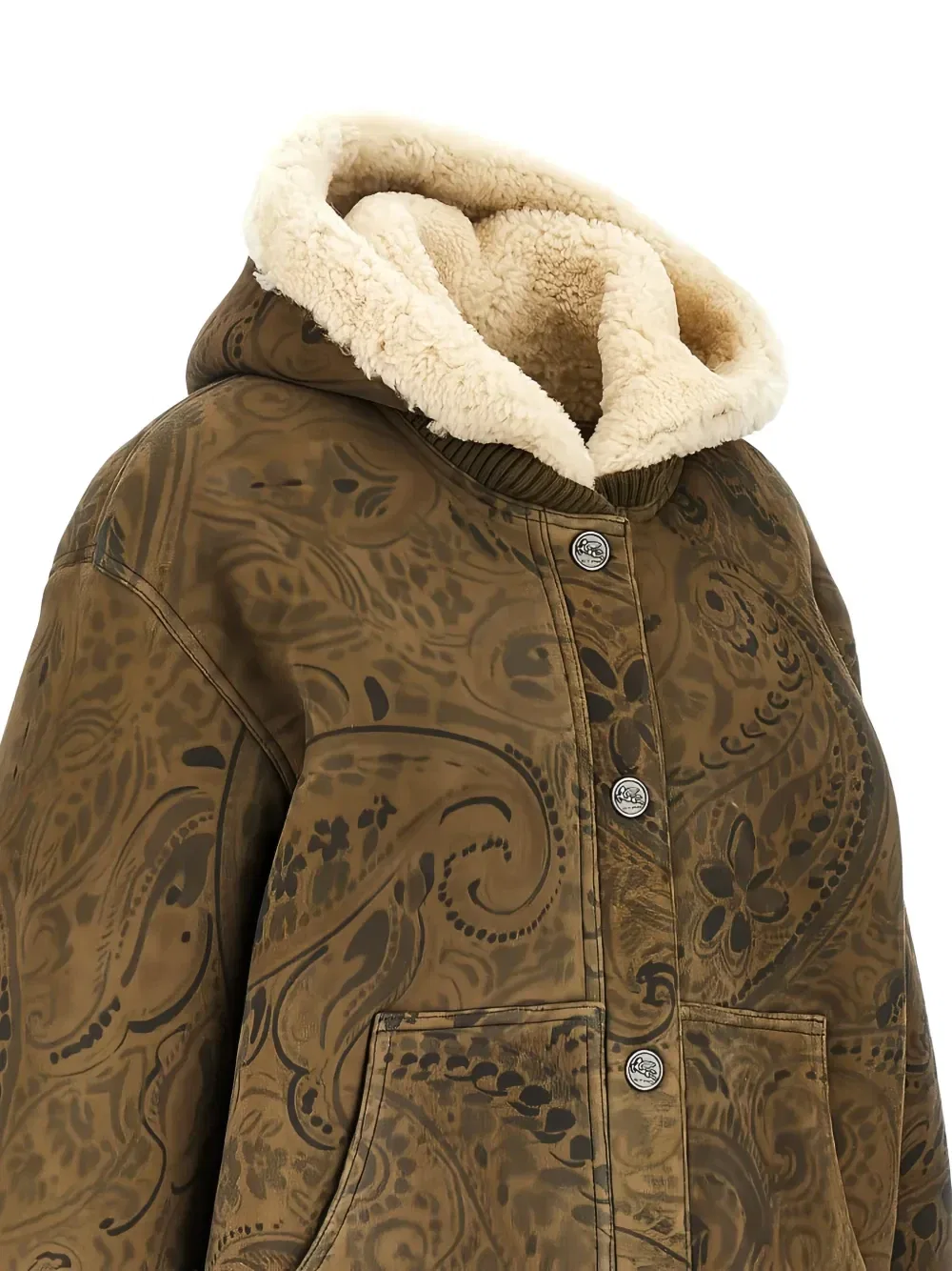 Куртка с пейсли-мотивом на подкладке из овчины Etro, коричневый — фото 2