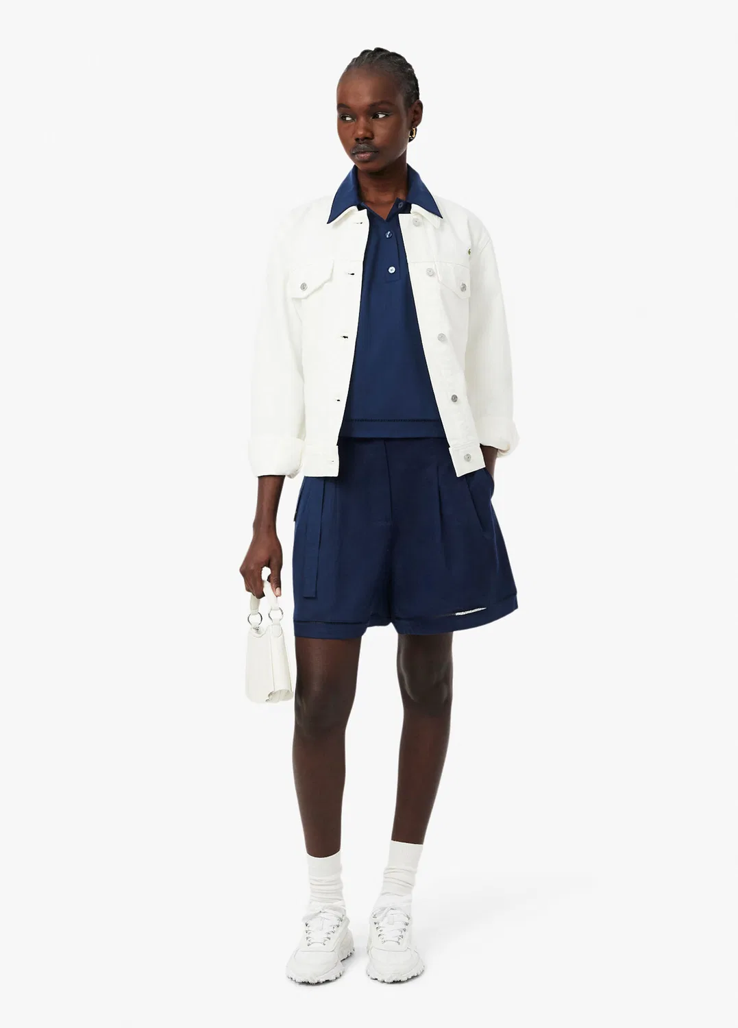 Женское поло Lacoste Oversize Fit, современный крой, темно-синий — фото 4